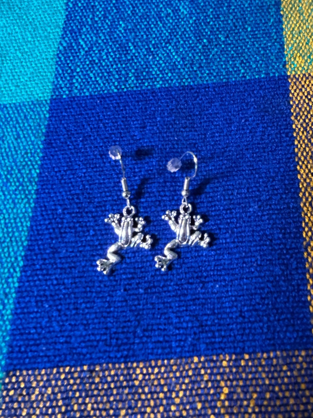 Groovy Frog Silver Tone Earrings